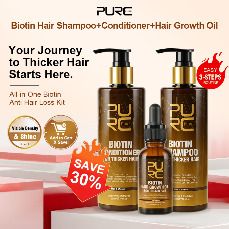 Hair Care Vegan - PURC biotine huile de croissance des